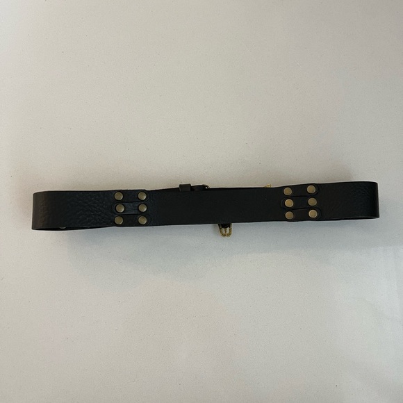 Kim White Matador Leather Belt Steer Belt with Antique Brass Size Small